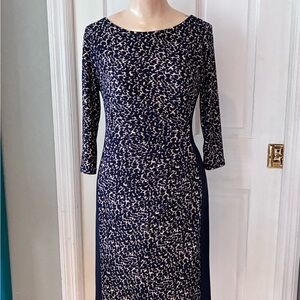 Polo Ralph Lauren Navy and Cream Long Sleeve Dress